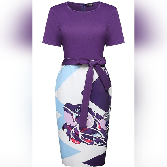 Nhicdns Purple Women's Bodycon Dress Midi Size M - Picture 1 of 8